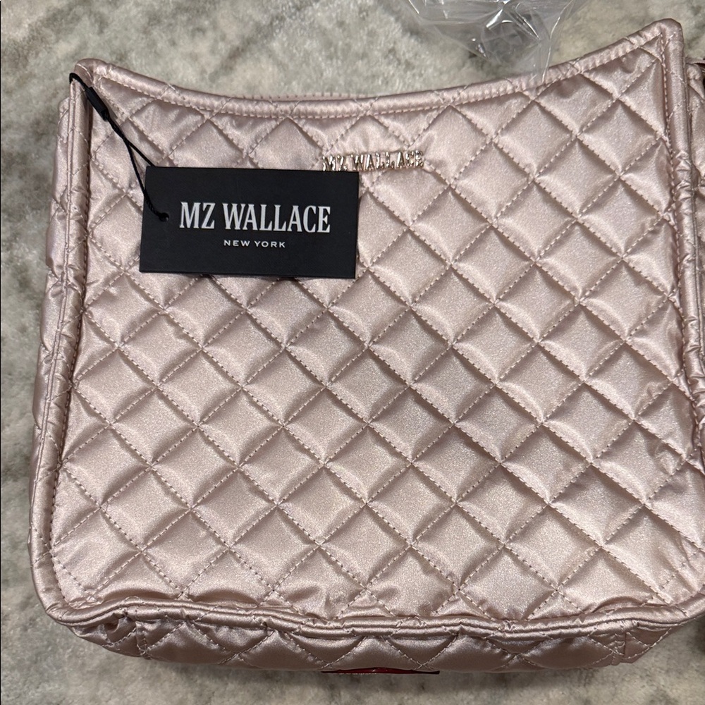 MZ Wallace Metro Box Pale Rose Gold Quilted Crossbody Bag NWT